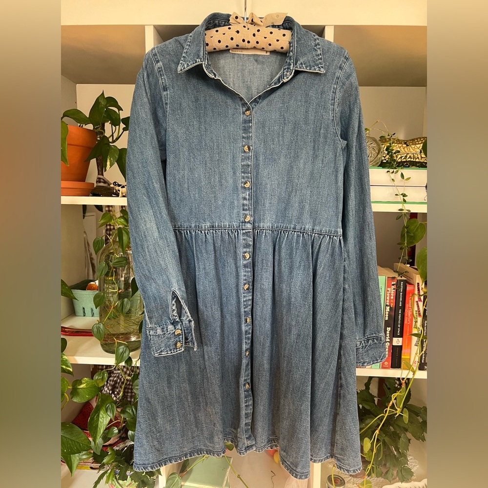 ASOS Blue Long Sleeve Buttoned Dress